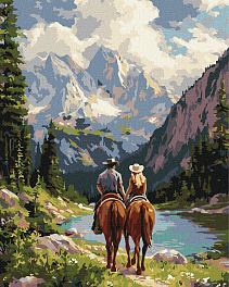 Картина по номерам Всадники в горах (40х50 см)