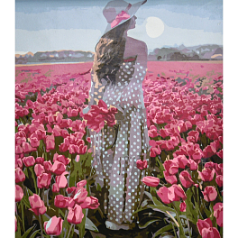 Картина за номерами Дівчина серед поля з тюльпанами (30х40 см)
