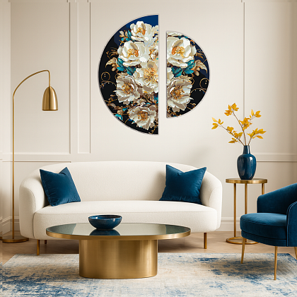 Картина по номерам Вишукані півонії (напівкруги) (70х70 см), бренду Origami - KUBIX