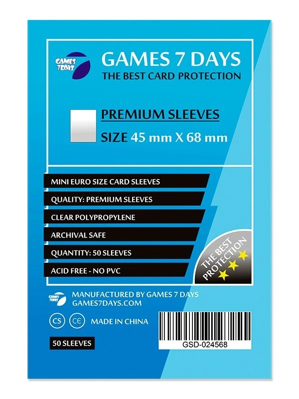 Протектори Premium Mini Euro (50 шт) (45 x 68 мм) , бренду Games 7Days - KUBIX