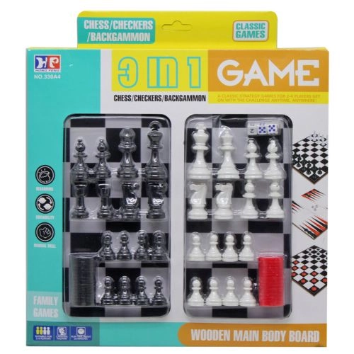 Настольная игра Шахматы, шашки, нарды 3 в 1, для 2-2 гравців - KUBIX