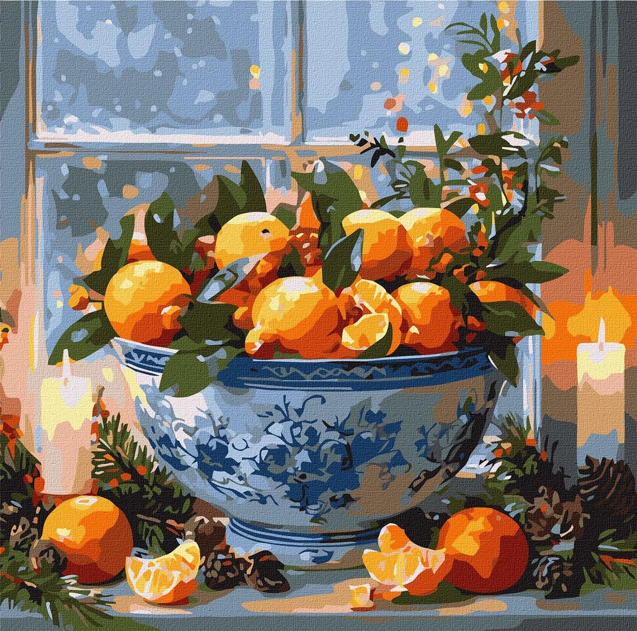 Картина по номерам Цитрусы в вазе (40х40 см), бренду Идейка - KUBIX