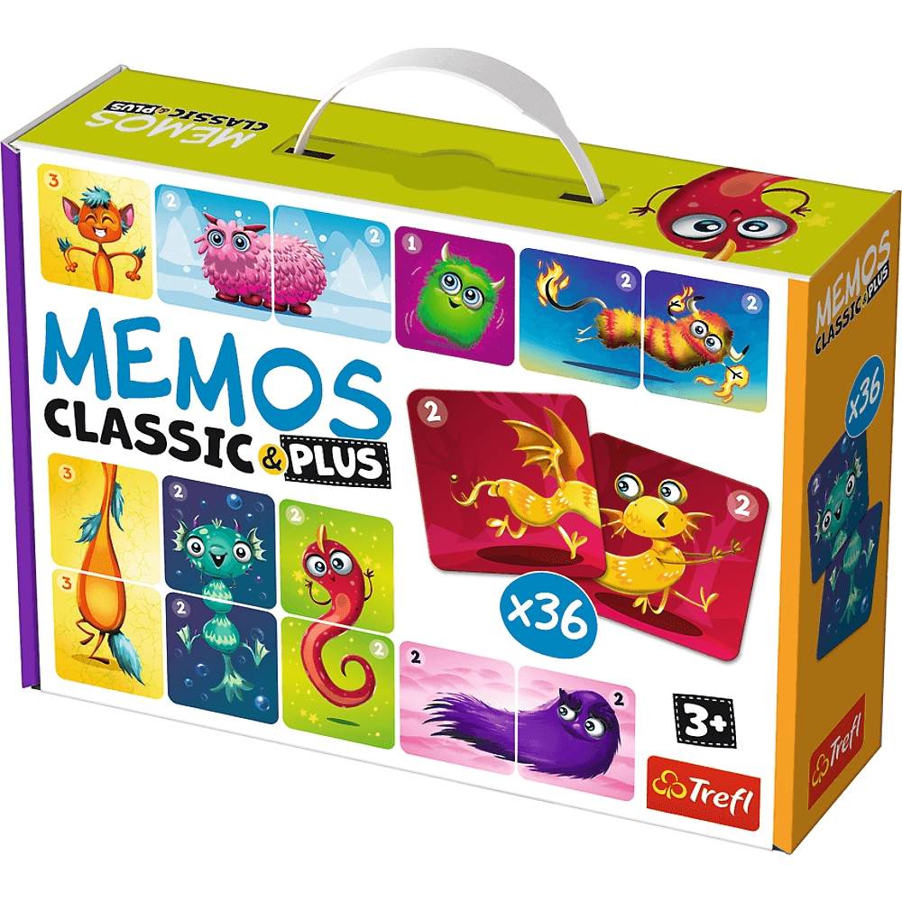 Настільна гра Мемос класік: Монстрики (Memos classic & plus: Cute monsters), бренду Trefl, для 1-1 гравців - KUBIX