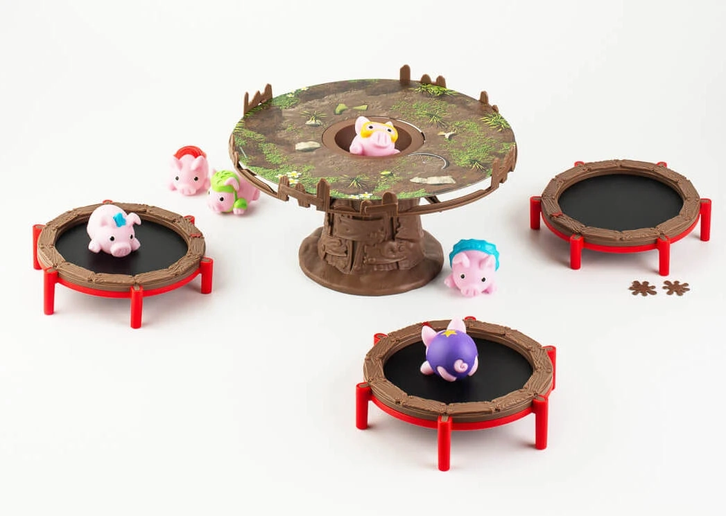 Настольная игра Хрюшки - попригушки (Pigs on Trampolines), бренду Fun Games Shop, для 2-4 гравців, час гри < 30мин. - 4 - KUBIX 