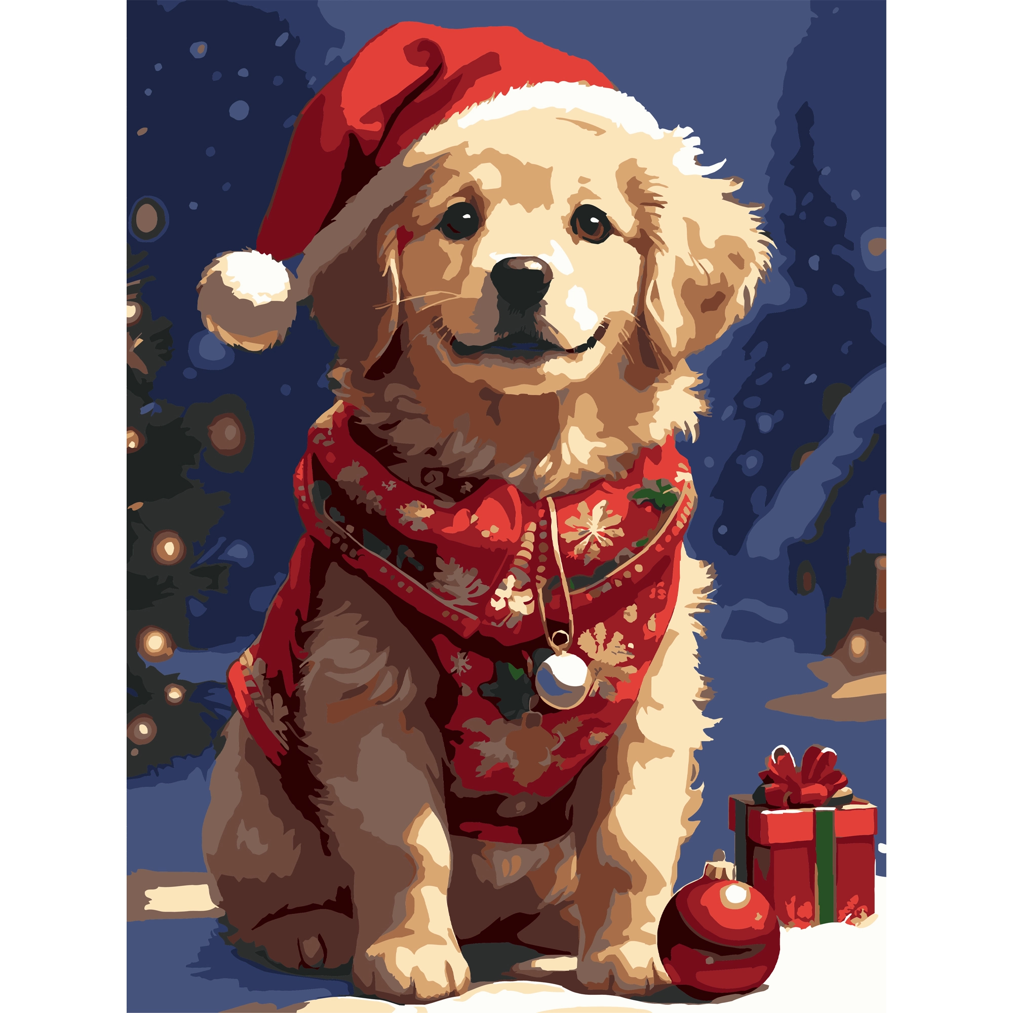 Картина по номерам Новогодний пес (30х40 см), бренду Strateg - KUBIX