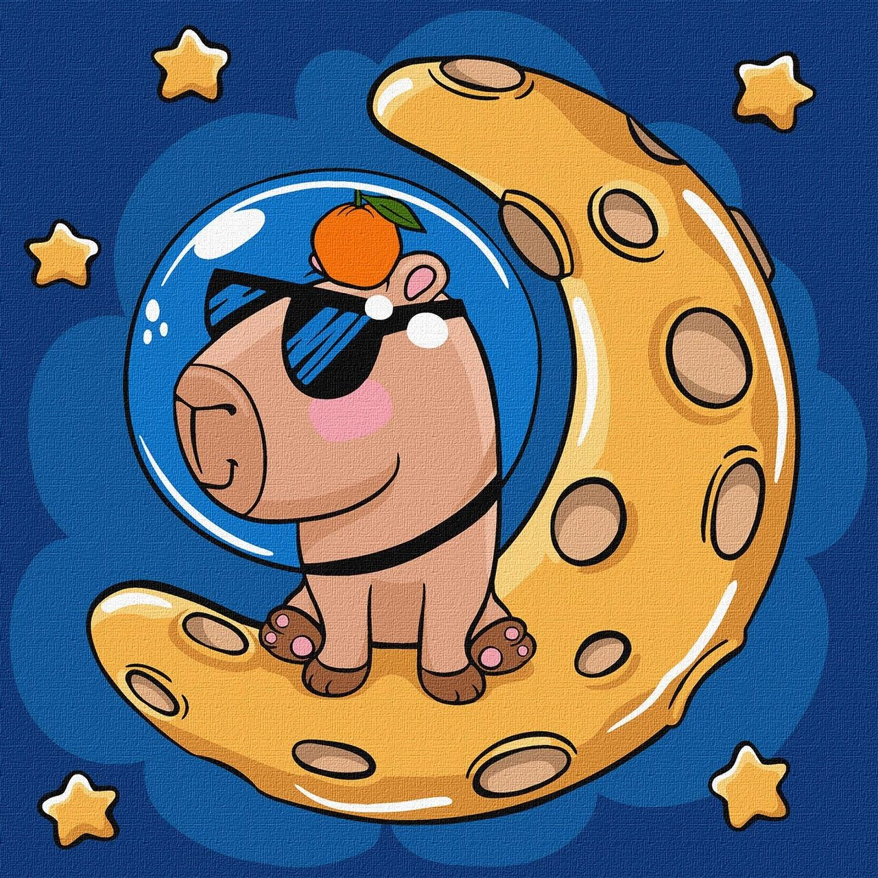 Картина по номерам Капібара на місяці (30х30 см), бренду Ідейка - KUBIX