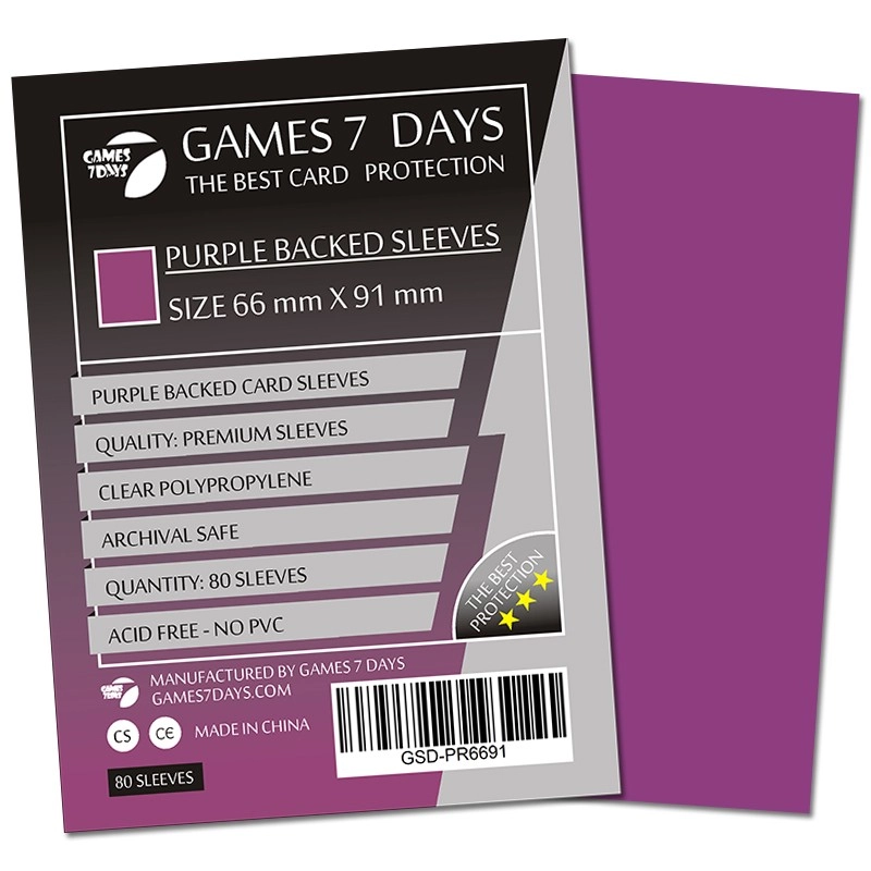 Протекторы Games7Days (66 х 91 мм / 63.5x88 мм) Purple Premium MTG (80 шт), бренду Games 7Days - KUBIX