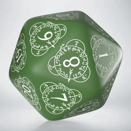Кубик D20 Level Counter Green & white Die, бренду Q-Workshop - KUBIX