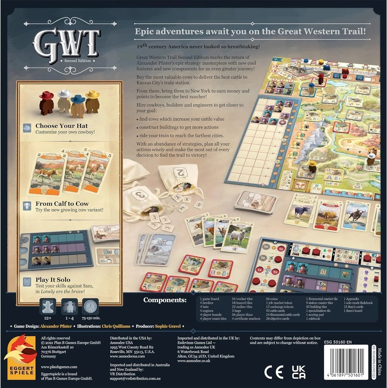 Настільна гра Великий Західний шлях 2.0 (Great Western Trail 2.0), бренду Eggertspiele, для 1-4 гравців, час гри > 60хв. - 2 - KUBIX 
