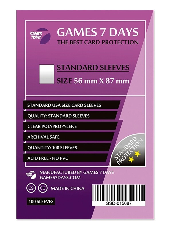 Протектори Standard USA (100 шт) (56 x 87 мм) , бренду Games 7Days - KUBIX