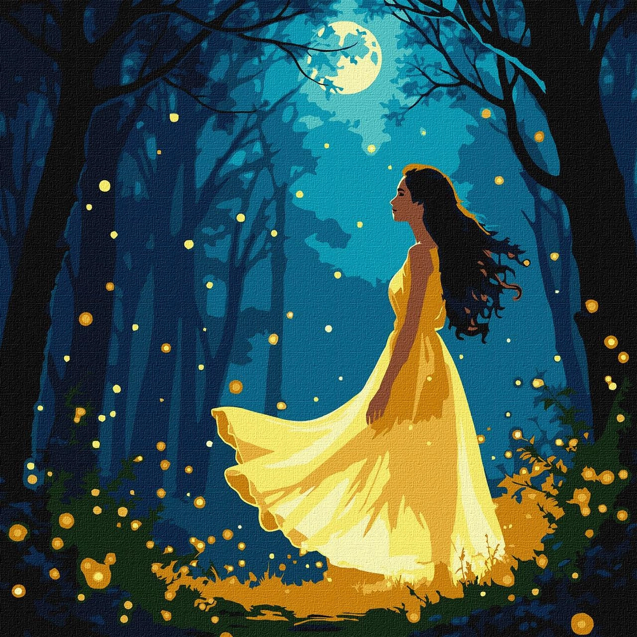 Картина по номерам Девушка и светлячки (30х30 см), бренду Идейка - KUBIX