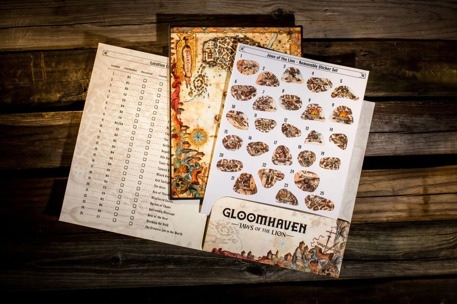Темна гавань. Щелепи лева. Набір знімних наліпок (Gloomhaven: Jaws Of The Lion Removable Sticker Set & Map), бренду Lord of Boards, для 1-4 гравців, час гри < 30хв. - 3 - KUBIX 