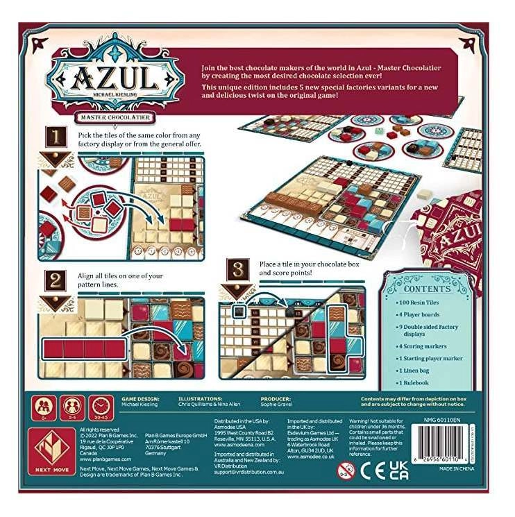 Настільна гра Азул. Майстер-шоколатьє (Azul. Master Chocolatier) En + QR-код укр. правил, бренду Next Move Games, для 2-4 гравців, час гри < 30хв. - 2 - KUBIX 