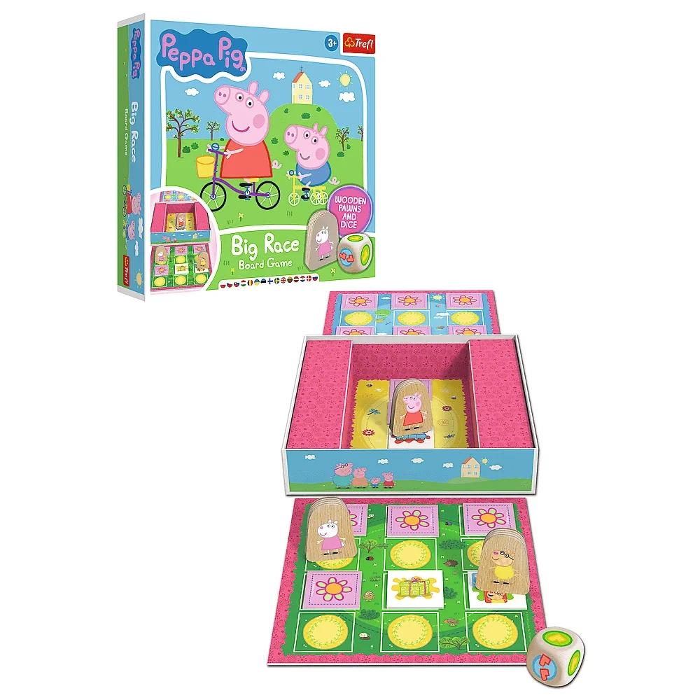 Настольная игра Большие гонки. Свинка Пеппа (Big Race. Peppa Pig), бренду Trefl, для 2-3 гравців, час гри < 30мин. - 4 - KUBIX 