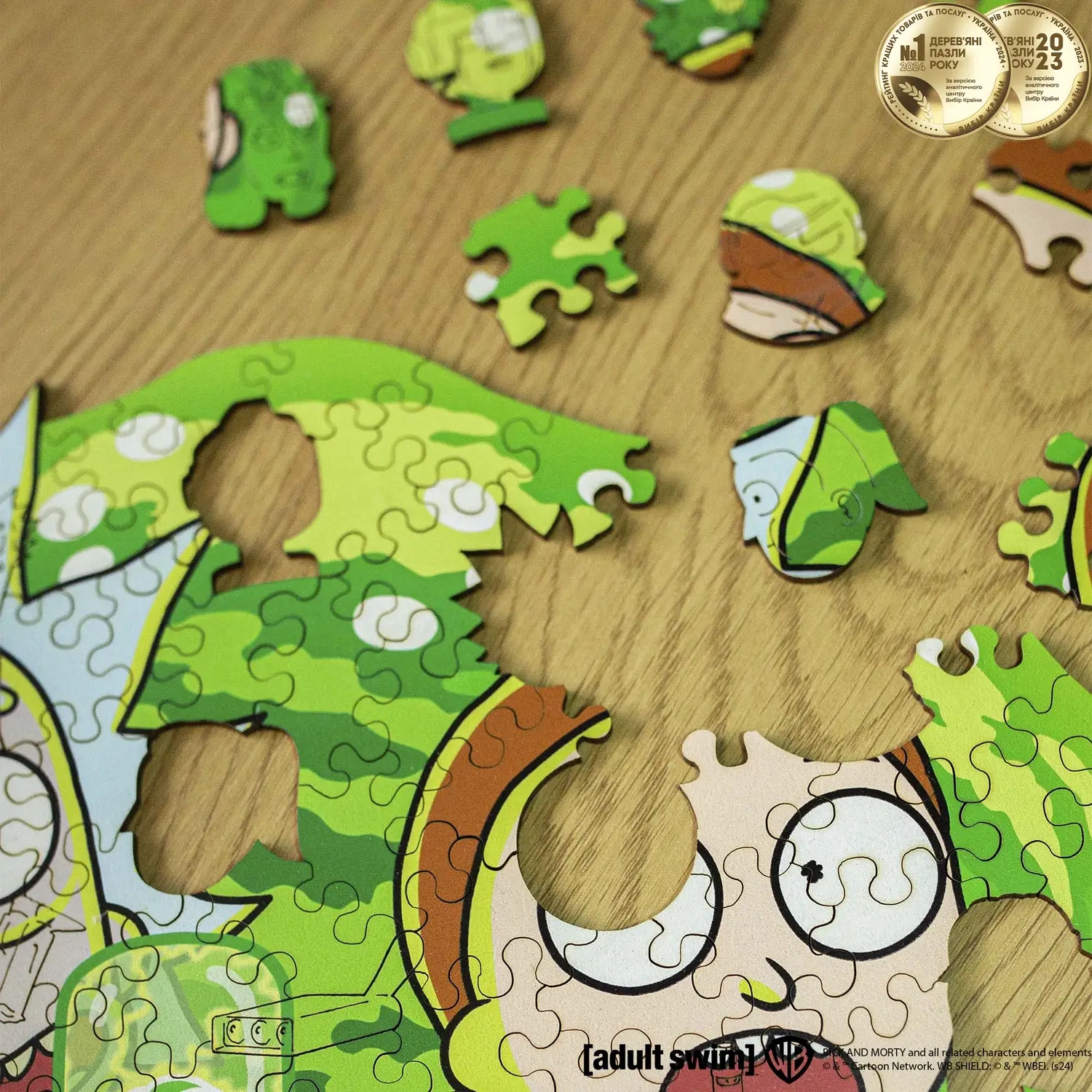 Фігурний деревʼяний пазл Rick & Morty Портал XL, бренду Woods story - 4 - KUBIX 