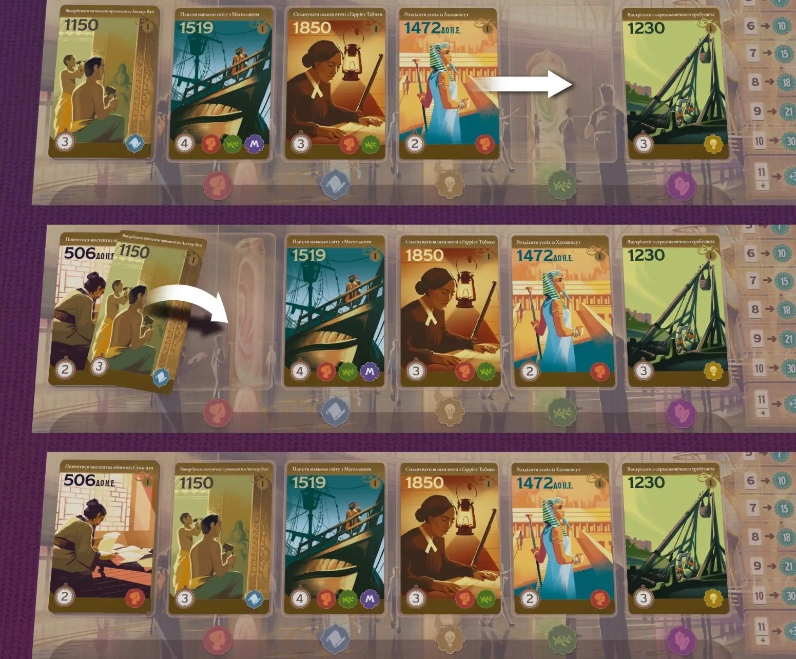 Настольная игра "Странствия по вехам истории" (Trekking Through History), бренду Lord of Boards, для 1-4 гравців, час гри < 30мин. - 3 - KUBIX 