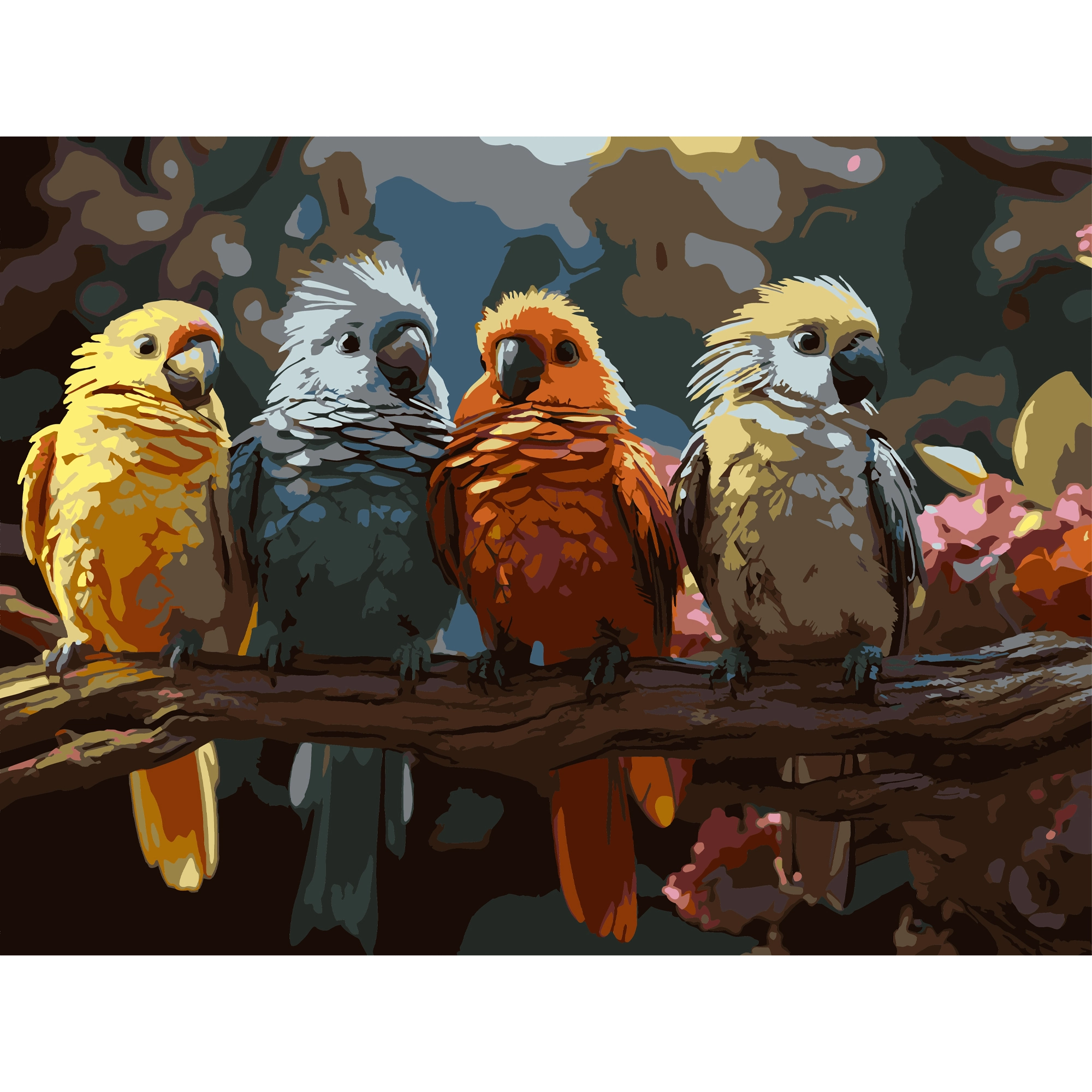 Картина за номерами Птахи на гілці (30х40 см), бренду Strateg - KUBIX