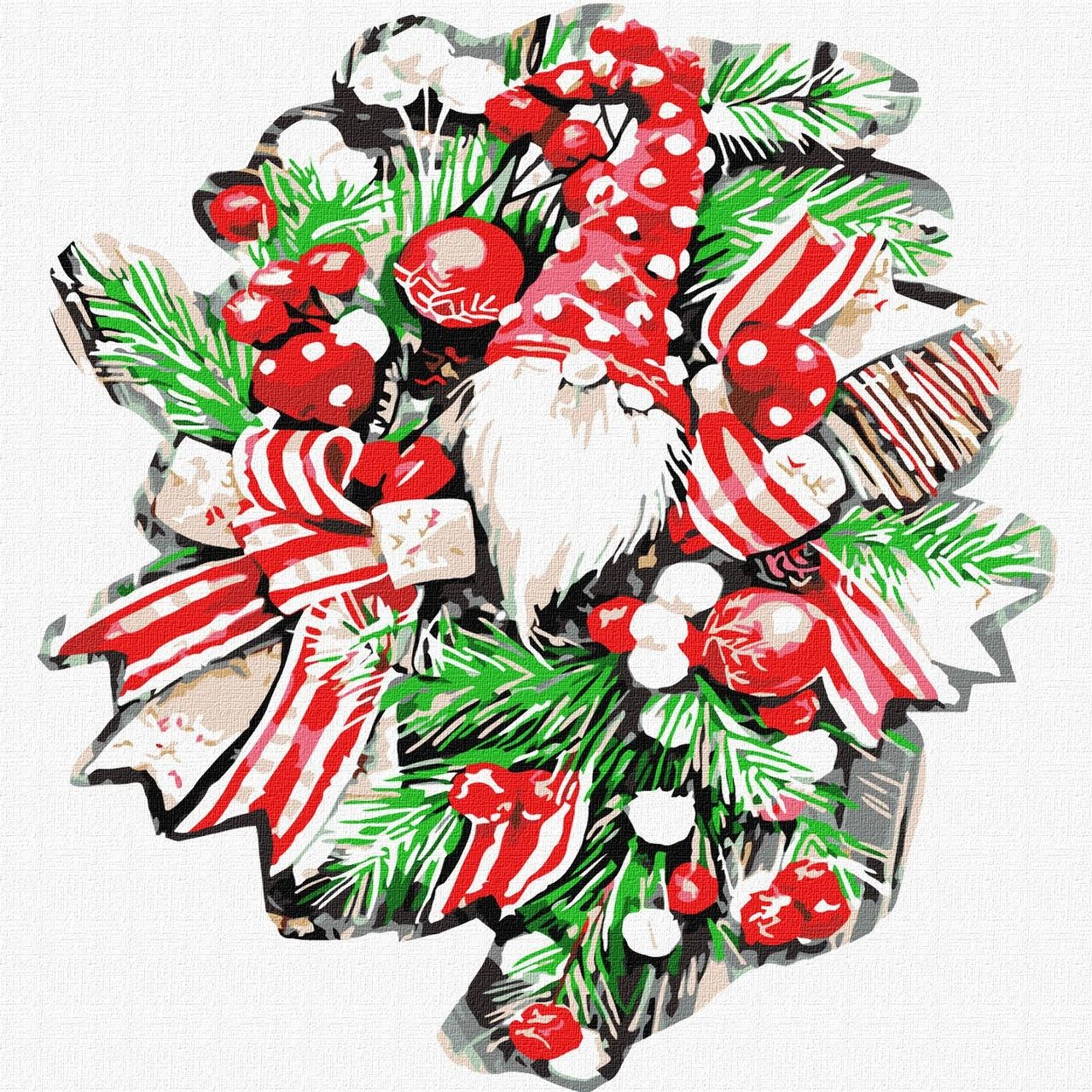 Картина по номерам Різдвяний вінок (30х30 см), бренду Ідейка - KUBIX