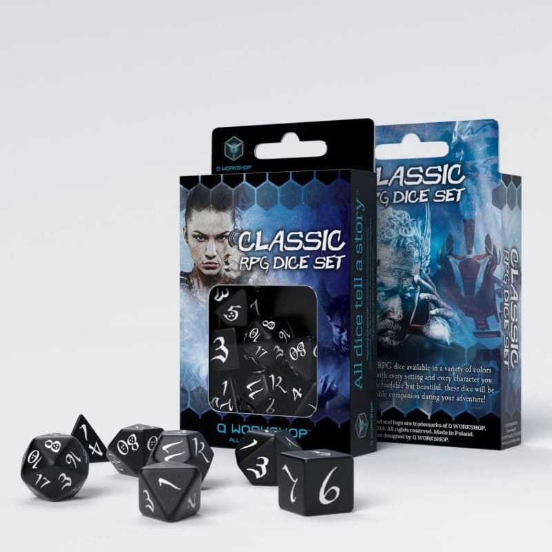 Набор кубиков Classic RPG Black & White Dice Set (7 шт.), бренду Q-Workshop - KUBIX