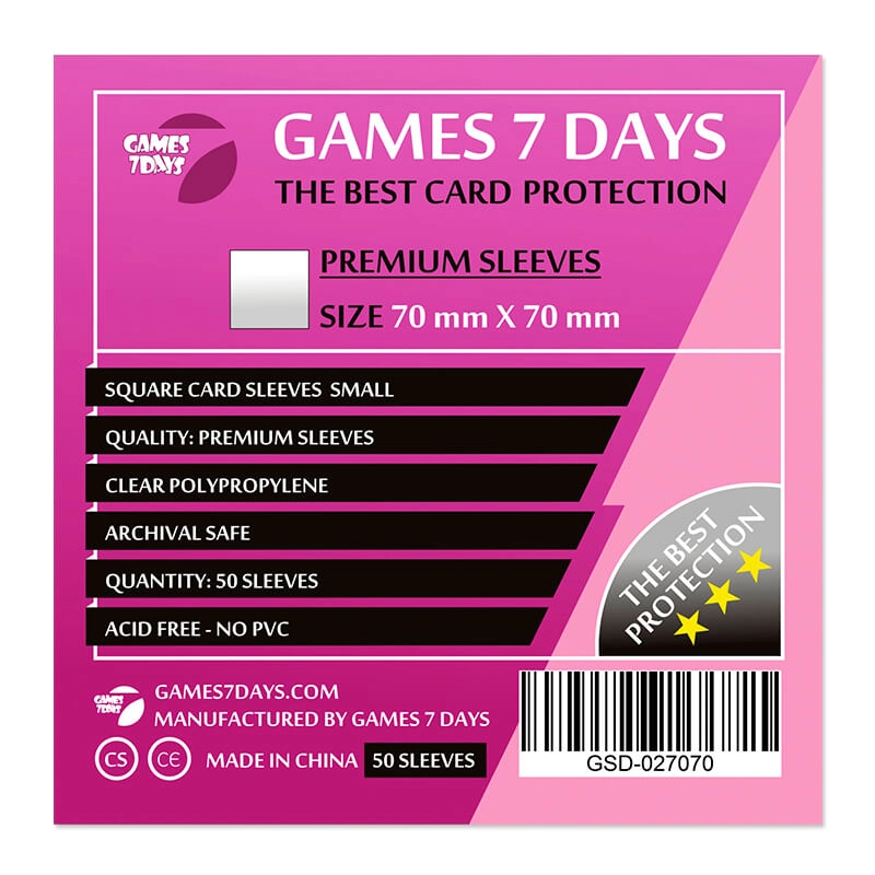 Протекторы Games7Days (70 x 70 мм) Premium Square (50 шт), бренду Games 7Days - KUBIX