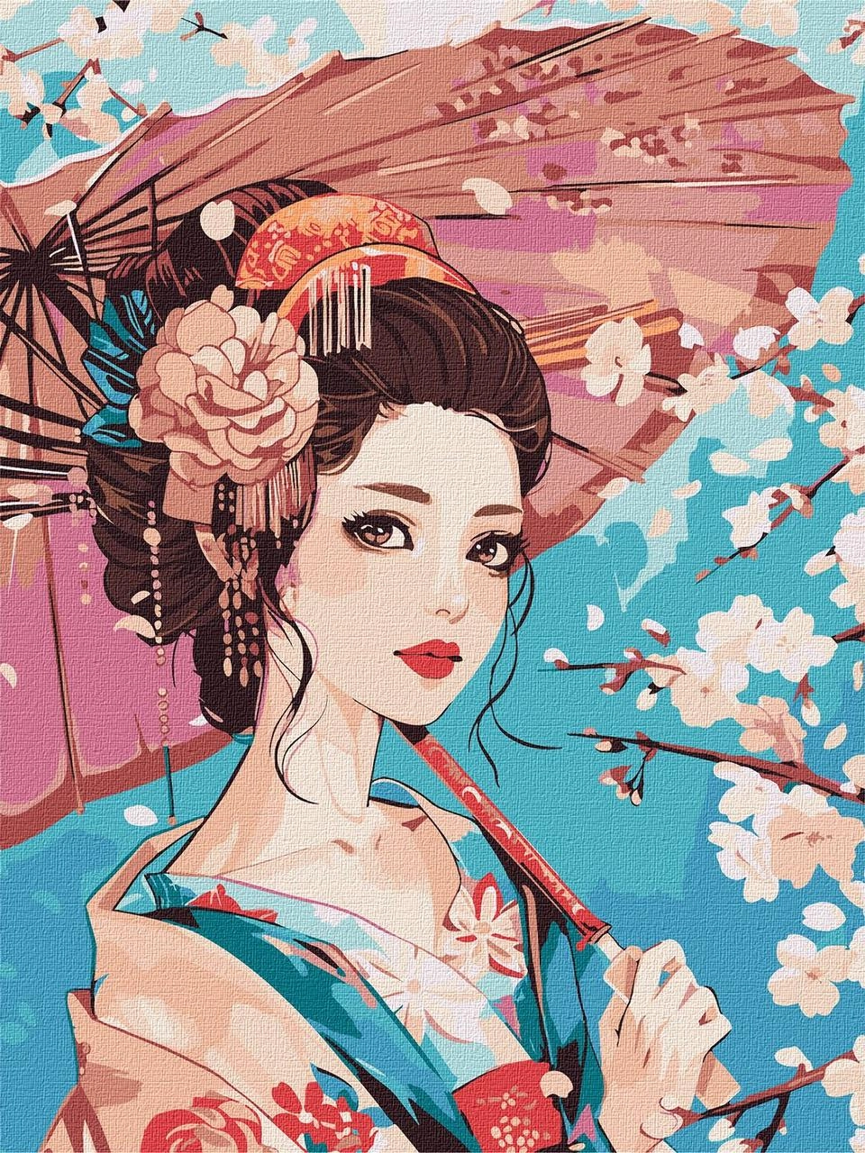 Картина по номерам Японская милая девушка (30х40 см), бренду Идейка - KUBIX