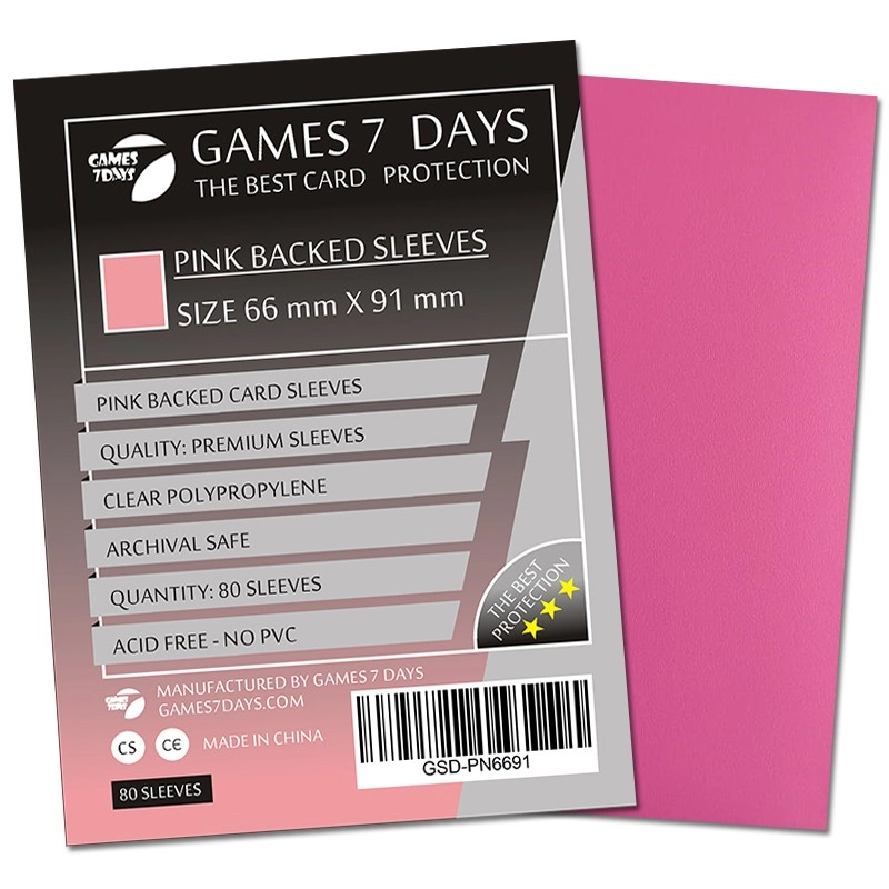 Протекторы Games7Days (66 х 91 мм / 63.5x88 мм) Pink Premium MTG (80 шт), бренду Games 7Days - KUBIX