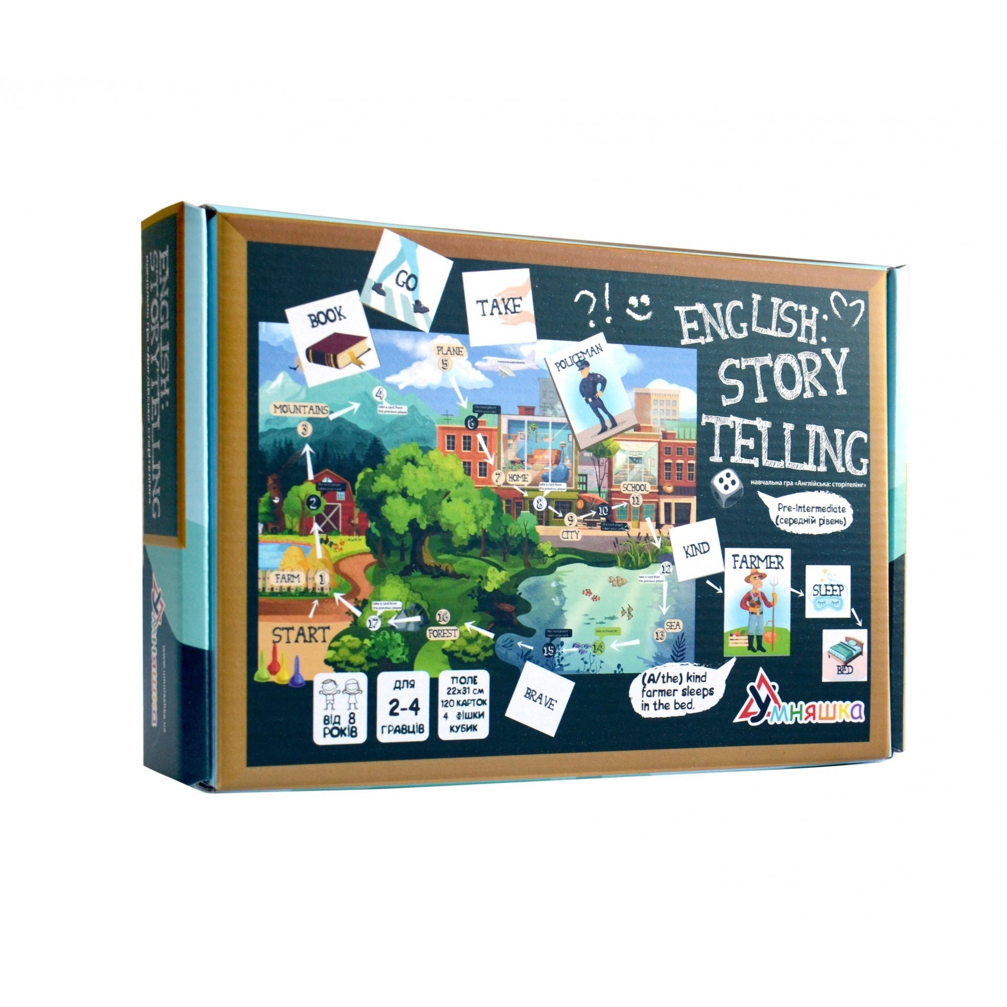 Настольная игра "English storytelling", бренду Умняшка, для 2-4 гравців - KUBIX