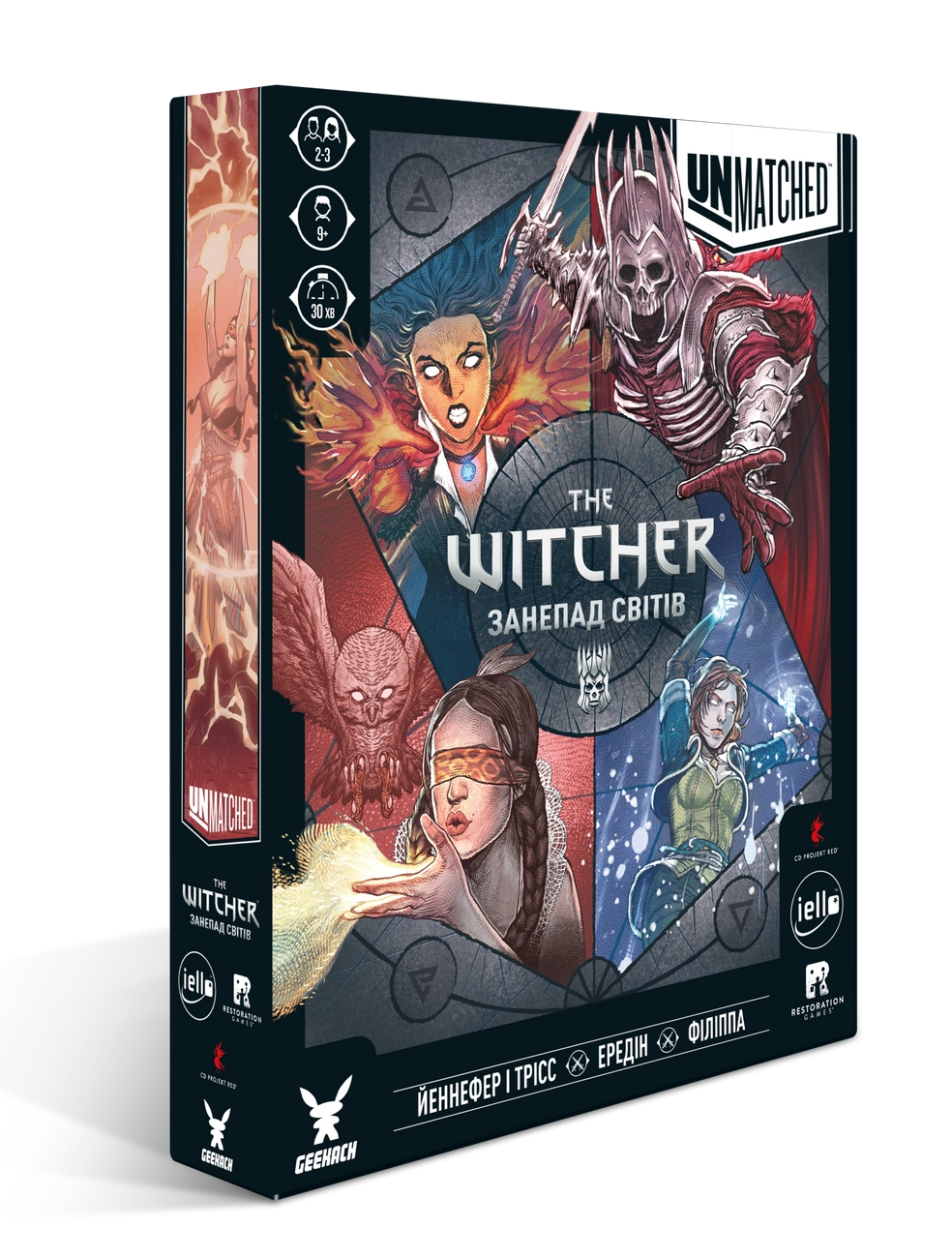 Настільна гра Unmatched: The Witcher. Занепад світів (Realms Fall), бренду Geekach Games, для 2-3 гравців, час гри < 30хв. - KUBIX
