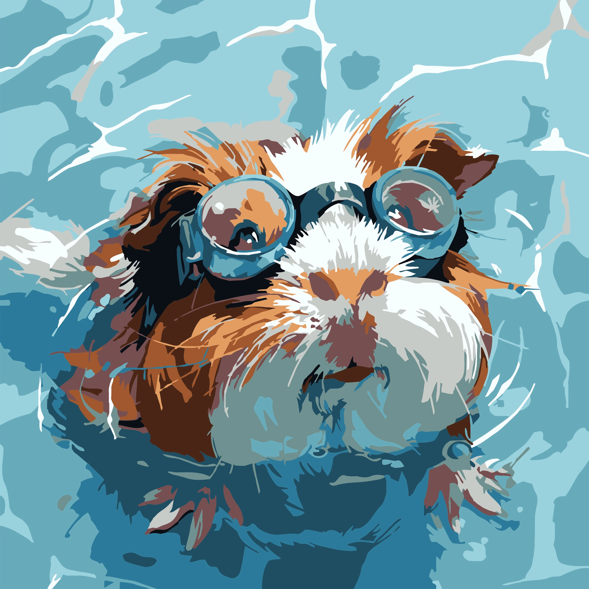 Картина за номерами Морська свинка у воді (20х20 см), бренду Strateg - KUBIX