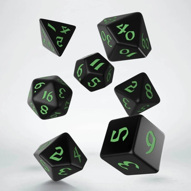 Набір кубиків Classic Runic Black & green Dice Set (7шт.), бренду Q-Workshop - 2 - KUBIX 