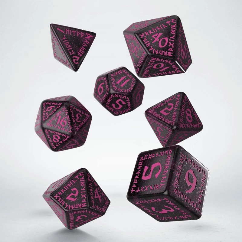 Набір кубиків Runic Shimmering black with magenta Dice Set, бренду Q-Workshop - 2 - KUBIX 