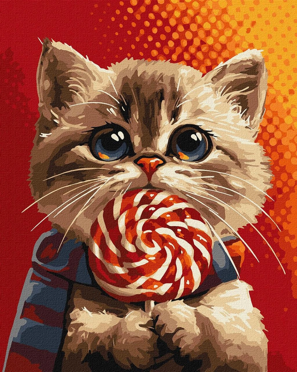 Картина за номерами Котик з цукеркою (40х50 см), бренду Ідейка - KUBIX