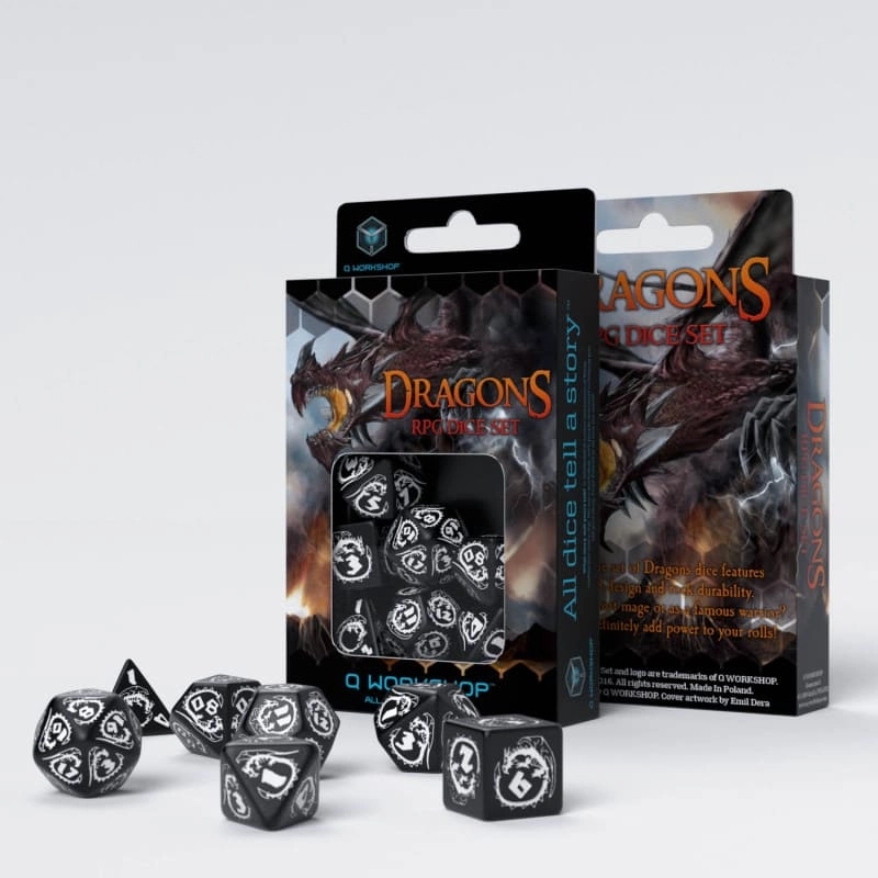 Набор кубиков Dragons Dice Set: Гематит (7 шт.), бренду Q-Workshop - KUBIX