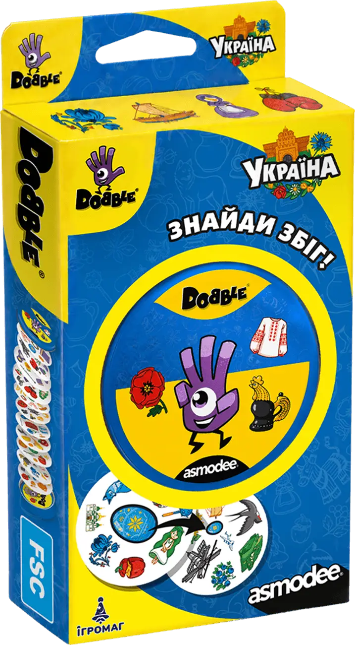 Настільна гра Доббл Україна (Dobble Ukraine), бренду Ігромаг, для 2-8 гравців, час гри < 30хв. - KUBIX