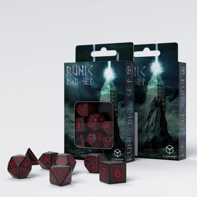 Набор кубиков Runic Black & red Dice Set, бренду Q-Workshop - KUBIX