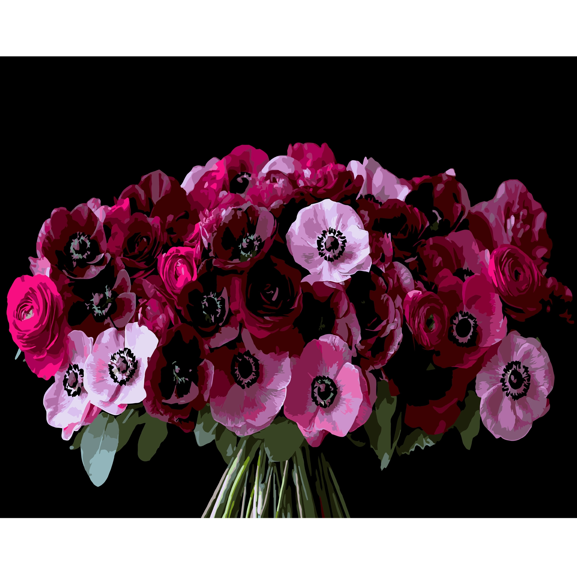 Картина по номерам Красные анемоны (40х50 см), бренду Strateg - KUBIX