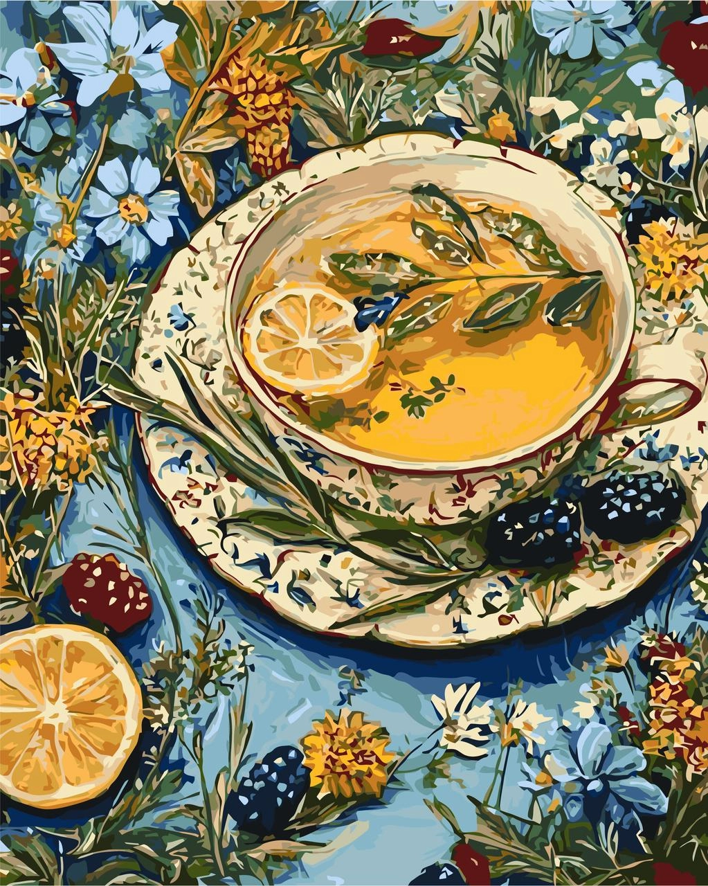 Картина по номерам Квітковий чай (40х50 см), бренду Origami - KUBIX