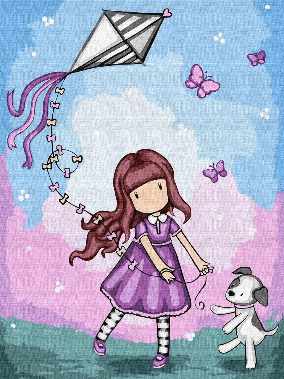 Картина по номерам Дівчинка з повітряним змієм (30х40 см), бренду Ідейка - KUBIX