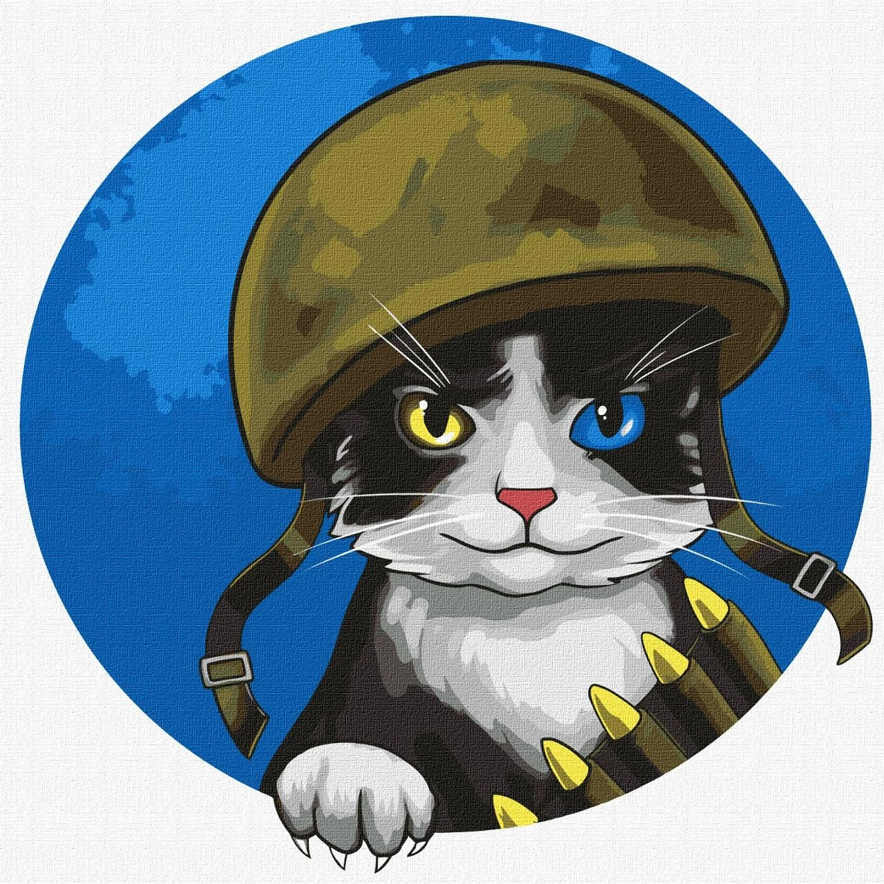 Картина по номерам Войовничий котик (30х30 см), бренду Идейка - KUBIX