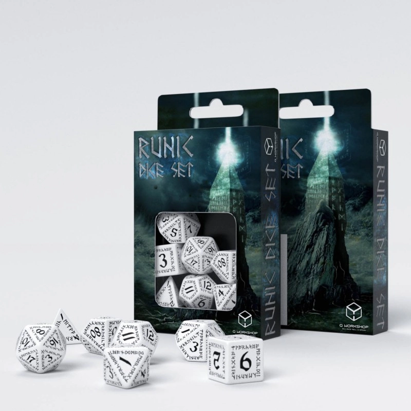 Набор кубиков Runic White & Black Dice Set (7 шт.), бренду Q-Workshop - KUBIX