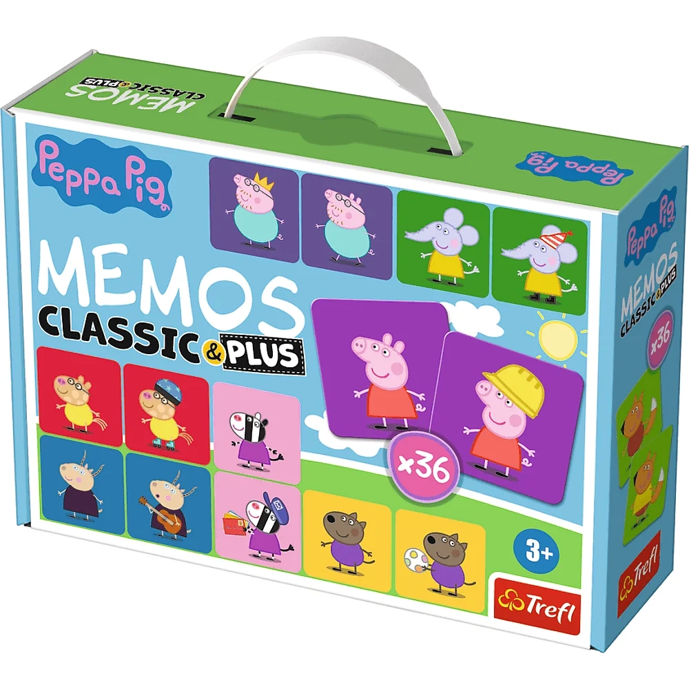 Настольная игра Мемос Свинка Пеппа (Memos classic&plus Peppa Pig), бренду Trefl, для 1-4 гравців, час гри < 30мин. - KUBIX
