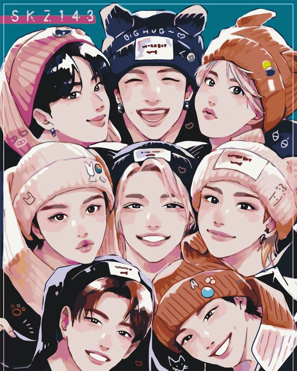 Картина по номерам K-pop Stray Kids (Скейт Кидс) (40х50 см), бренду Origami - KUBIX