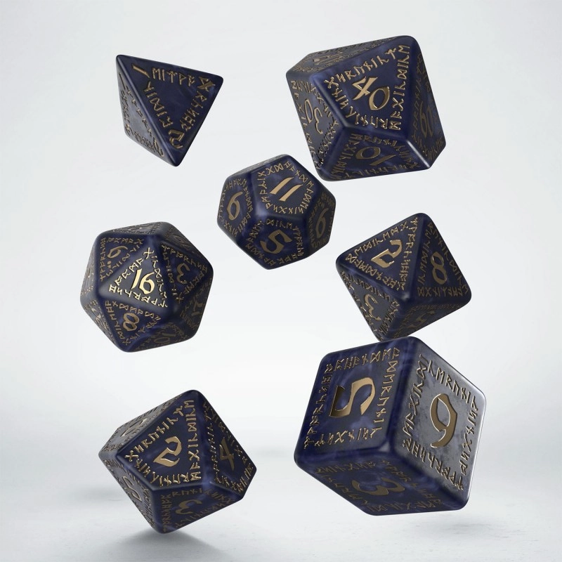 Набір кубиків Runic Mixed-blue & gold Dice Set, бренду Q-Workshop - 2 - KUBIX 