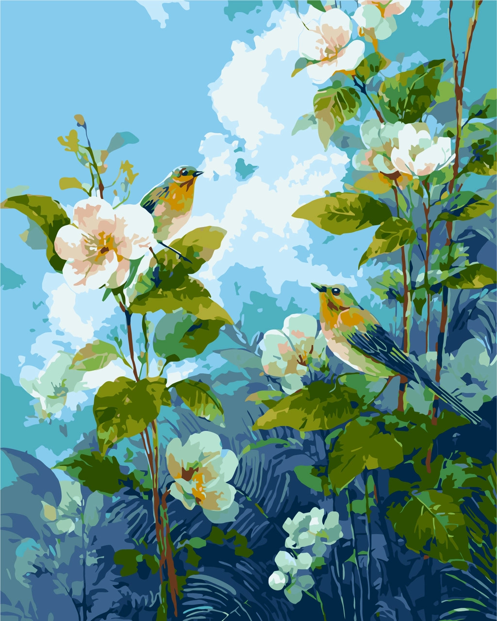 Картина по номерам Ніжність весни птахи серед цвіту (40х50 см), бренду Origami - KUBIX