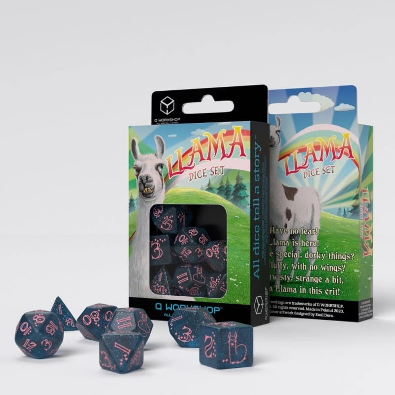 Набор кубиков Dark Blue & Pink Dice Set (7 шт.), бренду Q-Workshop - KUBIX