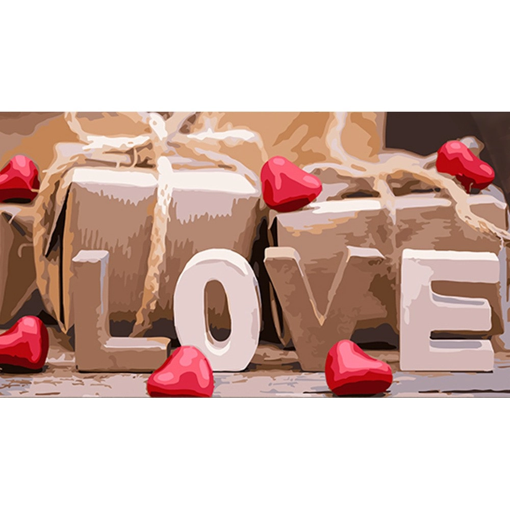 Картина за номерами LOVE (50х25 см), бренду Strateg - KUBIX
