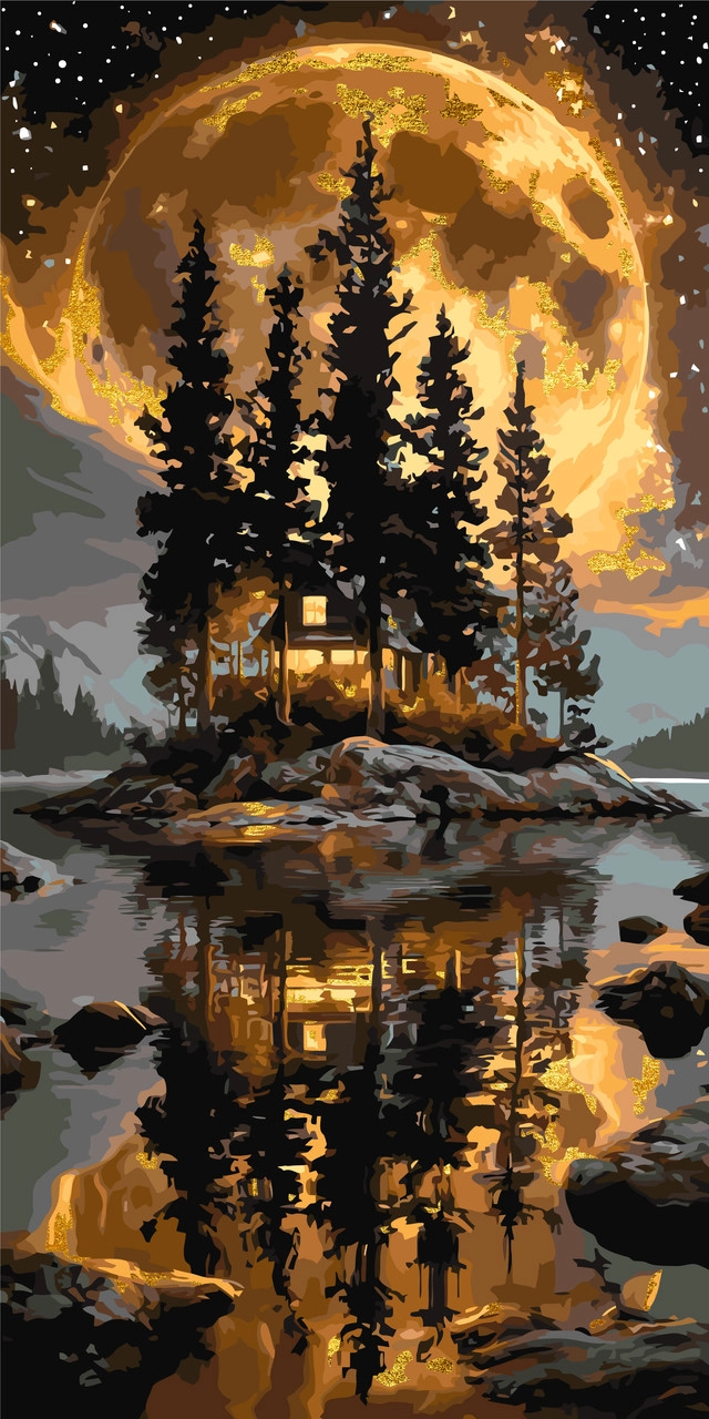 Картина по номерам Дом в лесу (40х80 см), бренду Origami - KUBIX