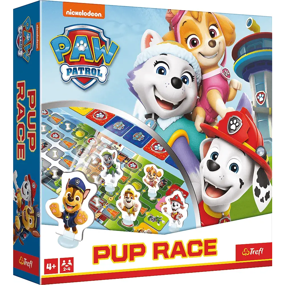 Настільна гра Перегони цуценят: Щенячий патруль (PAW Patrol), бренду Trefl, для 2-4 гравців, час гри < 30хв. - KUBIX