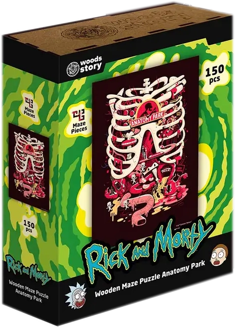 Деревʼяний пазл-лабіринт Rick & Morty Anatomy Park XL, бренду Woods story - KUBIX
