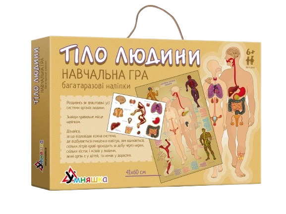 Навчальна гра Тіло людини (з багаторазовими наклейками), бренду Умняшка, для 1-1 гравців - KUBIX